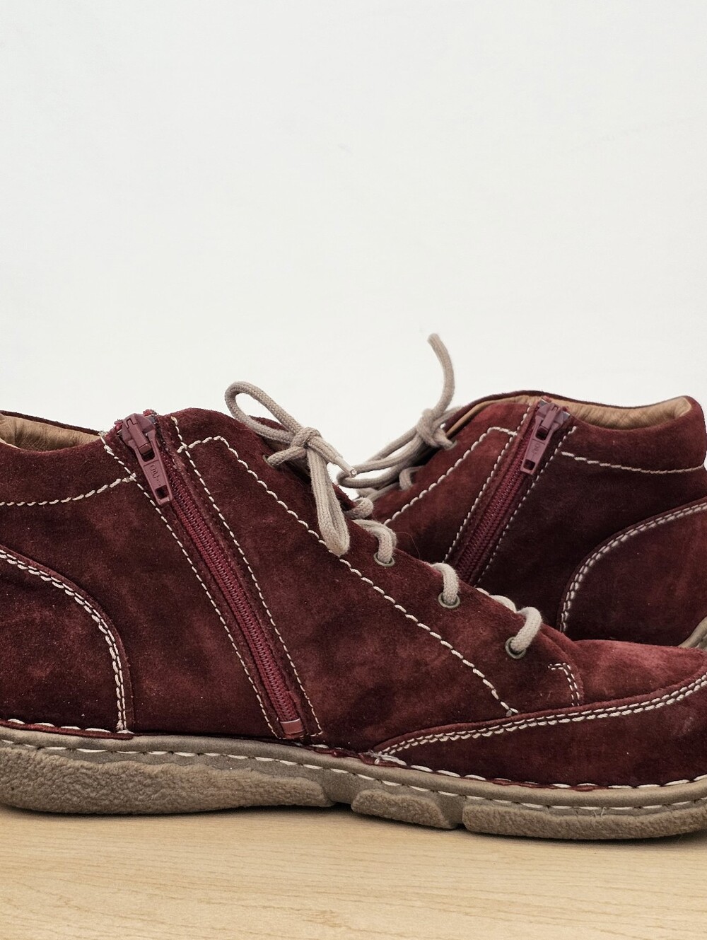 Josef Siebel Burgundy Leather Suede Ankle Boot Size EU 40/US 9 - Picture 6 of 10